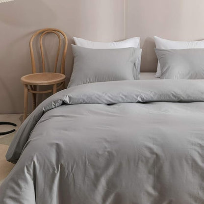 CLOTHKNOW Grey Full Size Comforter Sets Gray Bedding Comforter Sets Light Grey Bedding Sets Soft Comforter with 2 x Pillow Cases