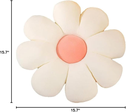 Flower-Shaped Cute Pillow, Flower Cushion, Reading Pillow and Leisure and Comfortable Pillow, Car Cushion (White, 40cm*40cm)