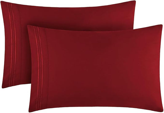 Mellanni Pillow Cases - Luxury, Extra Soft, Cooling Pillow Covers - 2 PC Iconic Collection Pillowcases - Envelope Closure (King 20" x 40", Brick Red)
