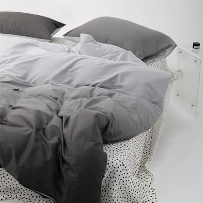 Pureant White Grey Gradient Comforter Sets Twin Women Men Solid White and Grey Bedding Comforters Cotton Modern Plain Dark Gray Gradient Quilts Watercolor Art Bedding Soft Sliver Grey Blankets Warm