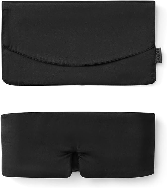 Baloo Silk Weighted Sleep Mask (Black) | Sound-Muffling Blindfold for Deep Sleep | Eye Mask with Amethyst Crystal | Relaxation & Tranquillity Mask