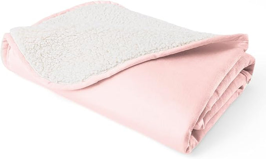 Waterproof Dog Blankets for Medium Dogs, Washable Pet Blanket for Indoor Cats, Plush Sherpa Puppy Throw Furniture Protector for Bed Couch Sofa(30"x40",M,Pink)