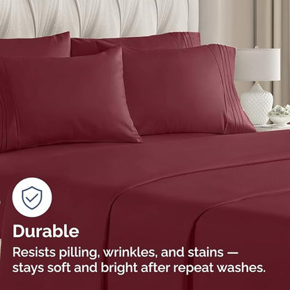 Queen Pillow Cases Set of 10 - Ultra Soft Hotel Quality Pillowcase Covers - Comfy, Cozy & Wrinkle Free - Shrink, Stain and Fade Resistant - Machine Washable Pillow Protectors - 10 Pcs Set - Burgundy