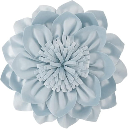 Decorative Throw Pillow 3D Flower Round Pillow Accent Handmade Cushion with Insert for Couch Bed Home Decor 12 Inch Blue