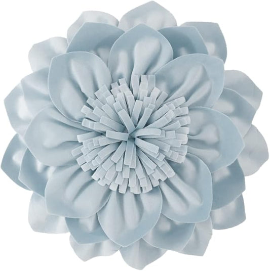 Decorative Throw Pillow 3D Flower Round Pillow Accent Handmade Cushion with Insert for Couch Bed Home Decor 12 Inch Blue