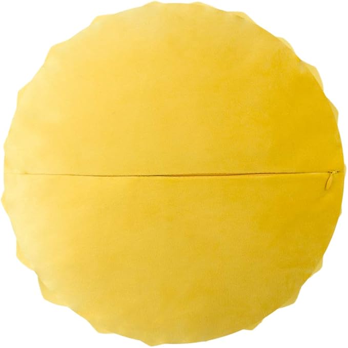 JWH 3D Flower Handmade Throw Pillow Covers Decorative Yellow Velvet Accent Pillow Cases Round Pillowcase Soft Cushion for Couch Bed Decor Euro Shams with Hidden Zipper 12 Inches Mustard