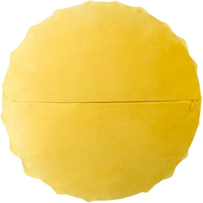 JWH 3D Flower Handmade Throw Pillow Covers Decorative Yellow Velvet Accent Pillow Cases Round Pillowcase Soft Cushion for Couch Bed Decor Euro Shams with Hidden Zipper 12 Inches Mustard