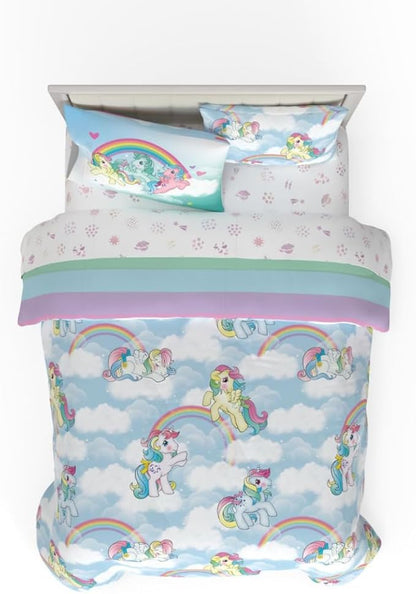 Franco Collectibles My Little Pony Classic Retro Unicorn Rainbow Bedding 7 Piece Super Soft Comforter and Sheet Set with Sham, Full, (100% Official Licensed Product)