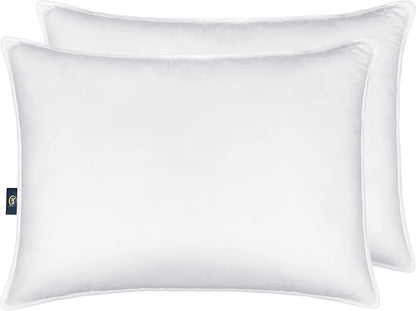 Serta Down Illusion Soft Hypoallergenic Soft/Medium Bed Pillows for Side, Stomach or Back Sleepers (2 Pack), King, White