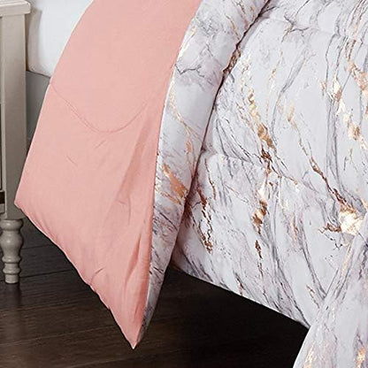 Pop Shop Marble Comforter Set, Full/Queen, Rose Gold