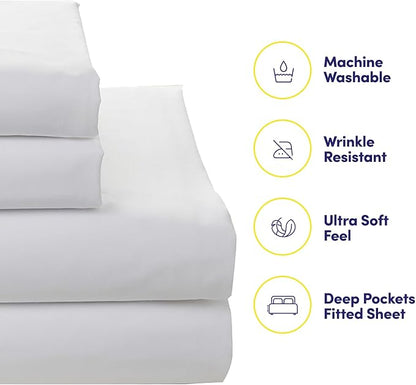 Sweet Home Collection 7 Piece Comforter Set Bag Solid Color All Season Soft Down Alternative Blanket & Luxurious Microfiber Bed Sheets, Genova, Queen