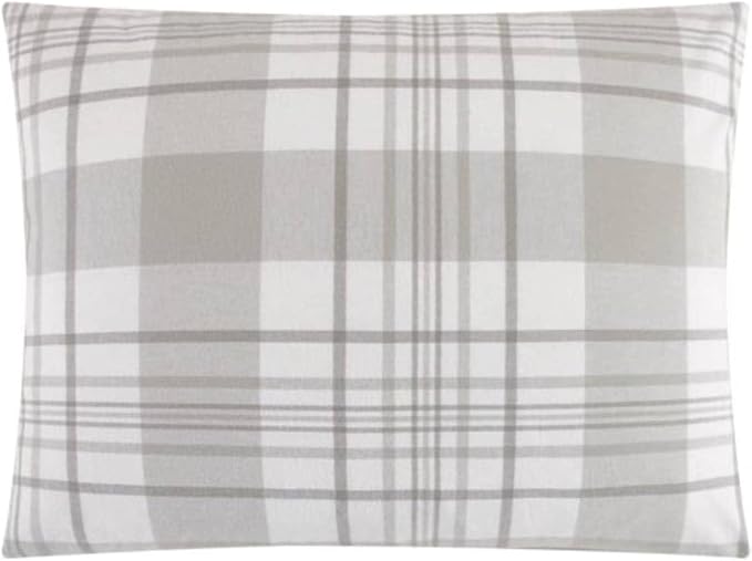 Dearfoams Super Soft 100% Cotton Comforter Set, Grey Plaid, King