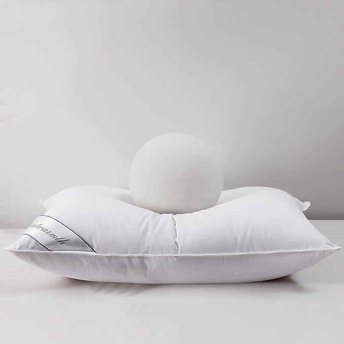 Goose Feathers Down Pillow for Sleeping,Hotel Collection Queen Size Soft Bed Pillow,100% Cotton Cover Queen Size (20X30IN) 1 Pack