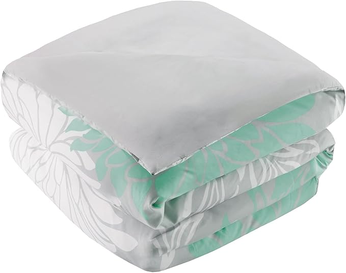 Comfort Spaces Enya Comforter Set-Modern Floral Design All Season Down Alternative Bedding, Matching Shams, Bedskirt, Decorative Pillows, Queen(90"x90"), Aqua