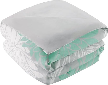 Comfort Spaces Enya Comforter Set-Modern Floral Design All Season Down Alternative Bedding, Matching Shams, Bedskirt, Decorative Pillows, Queen(90"x90"), Aqua