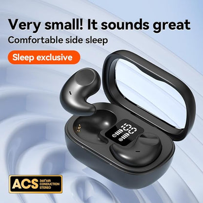 Sleep Earbuds Bluetooth in Ear Light-Weight Headphones, Mini Invisible Earplugs Small Design for Side Sleepers, 58H Playtime with Charging Case, Clear Calls& Noise Block-Black
