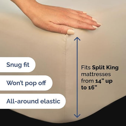 Flex Top Split Head King 4 Piece Sheet Set - Comfy Breathable & Cooling Bed Sheets Set - Hotel Luxury Bedding for Women, Men, Kids, Teens, Boys & Girls - Deep Pockets, Ultra-Soft - Oeko-Tex - Cream