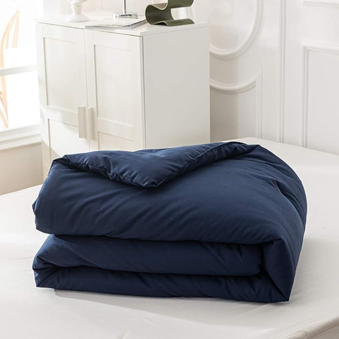 KAREVER Solid Navy Comforter Twin Navy Blue Bedding Set Kids Soft Bedding Quilt Set Teens Breathable Durable Blanket