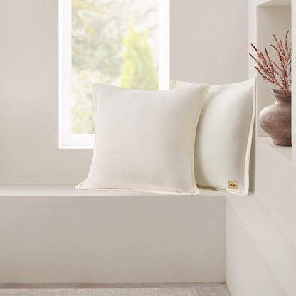 UGG Coco 2-Pack Decorative Pillows - Soft & Plush Throw Pillow Inserts with Throw Pillow Covers - Perfect for Sofa, Bed, Living Room Decor or Home Decor, 20" x 20", White Snow