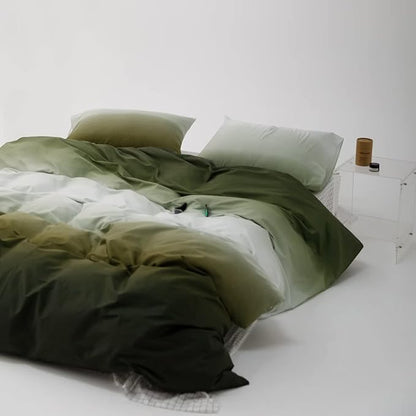 Luxlovery Dark Green Comforter Set King Army Green and White Bedding Set Gradient Color Bedding Set Soft Breathable Blanket Quilts Modern Olive Green Comforter Set