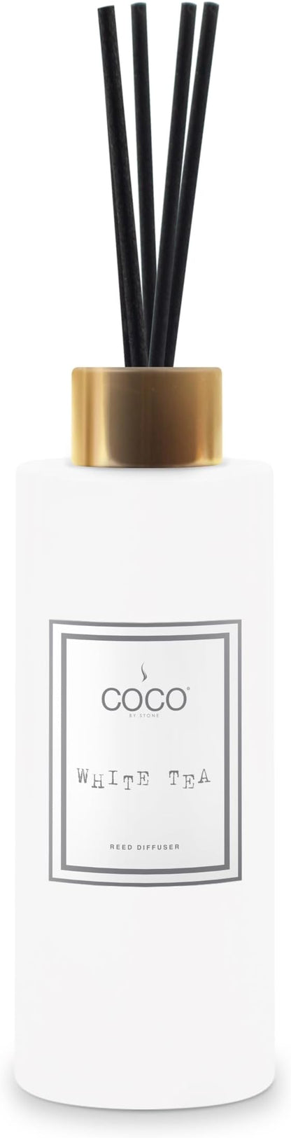 COCO by Stone 5oz Reed Diffuser (White Tea) – Luxury Scented Oil Diffuser for Home Aromatherapy, Long-Lasting Vegan Fragrance, Elegant Home Décor and Air Freshener