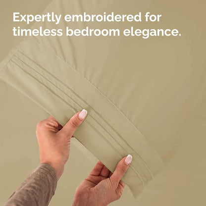King Pillow Cases Set of 6 - Ultra Soft Hotel Quality Pillowcase Covers - Comfy & Wrinkle Free - Shrink, Stain and Fade Resistant - Easy-Care, Machine Washable Pillow Protectors - 6 Piece Set - Beige
