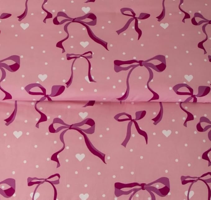 SDY 7PCS Twin Size Pink Bow Comforter & Sheet Set - Cute Room Decor Bedding for Girls, Includes 1 Comforter, 1 Flat &1 Fitted Sheet, 2 Pillowcases & 2 Pillow Shams, Cozy Adorable for Girls’ Bedroom
