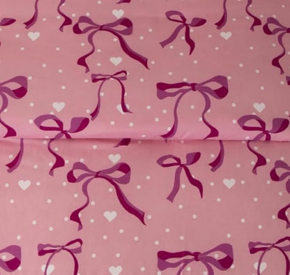 SDY 7PCS Twin Size Pink Bow Comforter & Sheet Set - Cute Room Decor Bedding for Girls, Includes 1 Comforter, 1 Flat &1 Fitted Sheet, 2 Pillowcases & 2 Pillow Shams, Cozy Adorable for Girls’ Bedroom