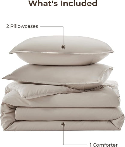 Litanika Oversized King Comforter 120x98, 3 Pieces Linen Lightweight Solid Bedding Comforter Set, All Season Fluffy Bed Set (1 Comforter & 2 Pillowcases)