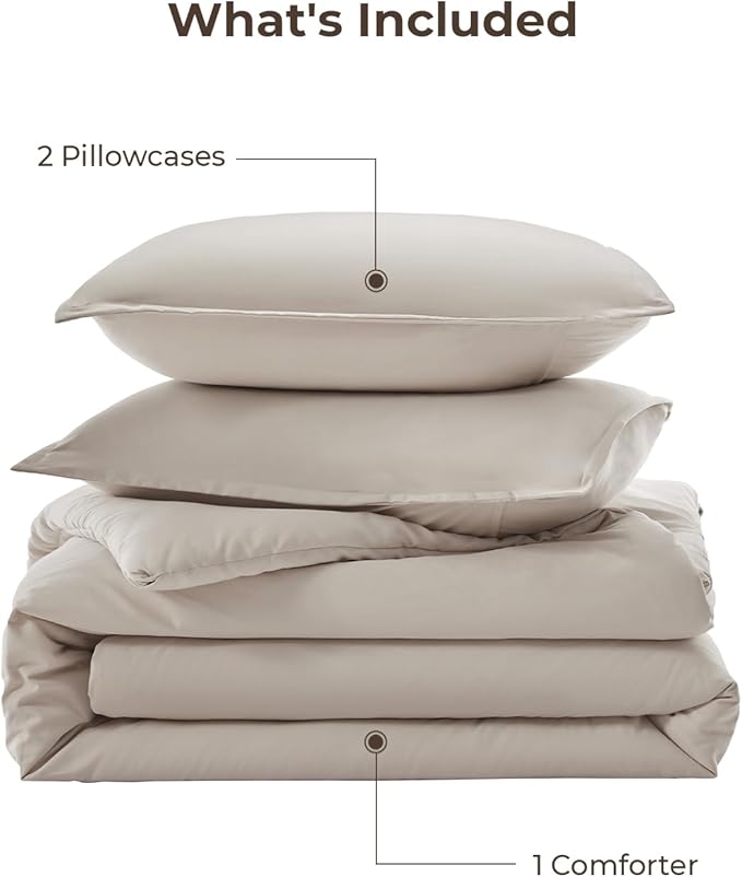 Litanika Comforters Super King Size Linen, 3 Pieces Lightweight Solid Bedding Set & Collections, All Season Fluffy Bed Set (120x120In Comforter & 2 Pillowcases)