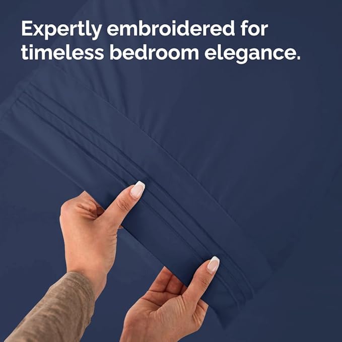 King Pillow Cases Set of 4 - Ultra Soft Hotel Quality Pillowcase Covers - Comfy, Cozy & Wrinkle Free - Shrinkage, Stain & Fade Resistant - Machine Washable Pillow Protectors - 4 Piece Set - Navy Blue