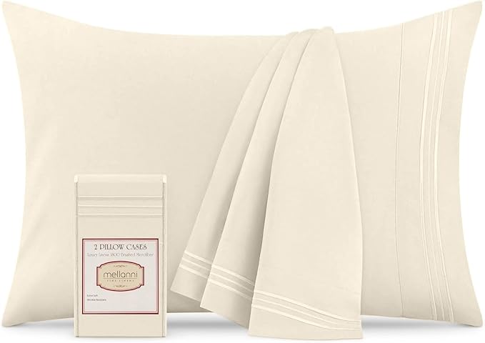 Mellanni Pillow Cases - Luxury, Extra Soft, Cooling Pillow Covers - 2 PC Iconic Collection Pillowcases - Envelope Closure (King 20" x 40", Golden Ivory)