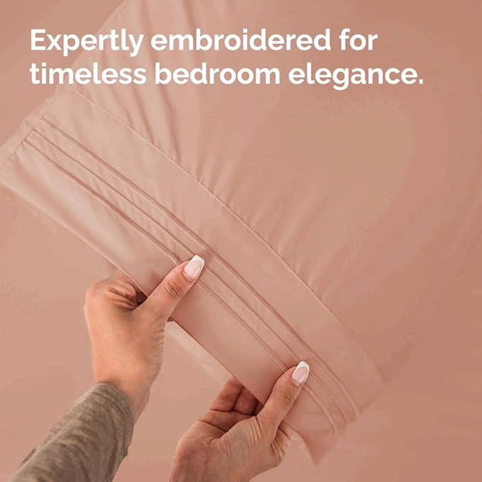 Queen Pillow Cases Set of 4 - Ultra Soft Hotel Quality Pillowcase Covers - Comfy, Cozy & Wrinkle Free - Shrinkage, Stain and Fade Resistant - Machine Washable Pillow Protectors - 4 Piece Set - Mauve