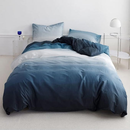 Pureant Blue White Gradient Comforter Sets Twin Ocean Sea Blue Bedding Comforters Modern Plain White and Sky Blue Gradient Soft Quilts Farmhouse Abstract Art Watercolor Blanket Warm