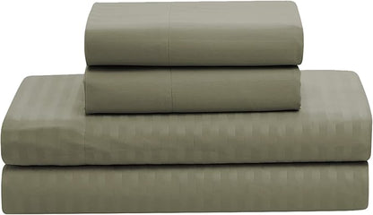 Sweet Home Collection 8 Piece Comforter Set Bag with Dobby Stripe Design, Bed Fitted, 1 Flat Sheet, 2 Pillowcases, 2 Shams, King Sage, Case Pack (Pack of 3)