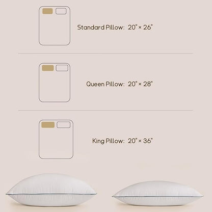 BHZ Goose Down Feather Pillows Standard Size Set of 4 Pack, Luxury Hotel Alternative Collection Bed Pillow for Sleeping Firm Soft Support for Side & Back Sleepers, White