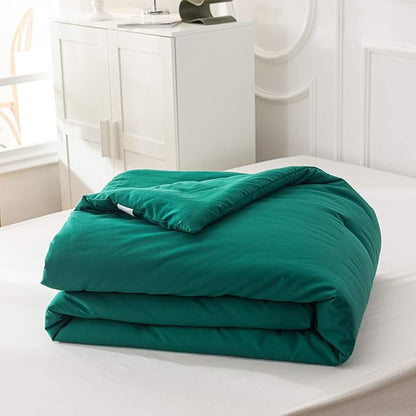 KAREVER Green Comforter Set Queen Dark Color Bedding Set Soft Lightweight Men Women Durable Queen Blanket Breathable Comforter Set Solid Green Bed Comforter