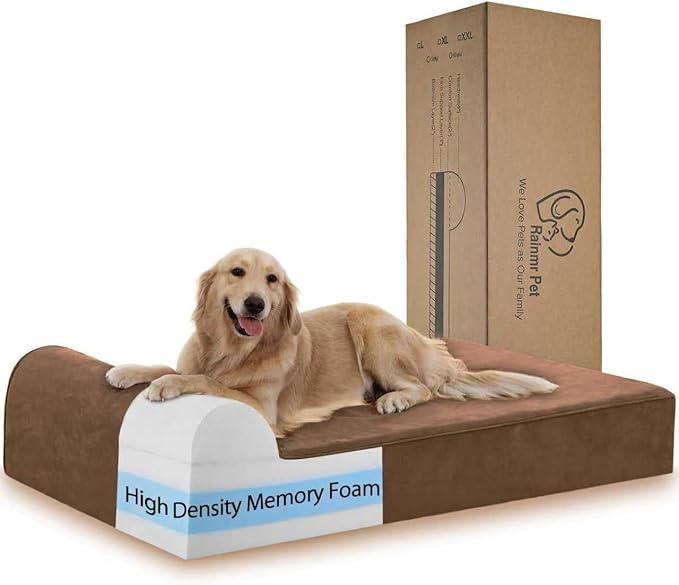 Orthopedic Dog Beds for Large Dogs, 7" Memory Foam Dog Beds with Waterproof Liner, Durable Microsuede Cover, Removable and Washable, Nonskid Bottom, 48"x30"x7" L Chocolate