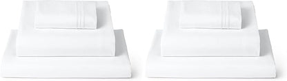 Mellanni Twin XL Sheets Set - 3 PC Iconic Collection Bedding - Hotel Luxury, Extra Soft, Cooling Bed Sheets - Wrinkle, Fade, Stain Resistant (Twin Extra Long, White) (Pack of 2)