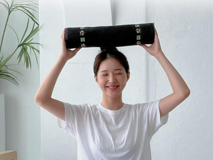 Kpop Jungkook's Favorite Item- Nap Pillow with Traditional Korean Patterns Small and Large Jung kook Photocards Included Weverse Live Nap Pillow (Black-17 inch)