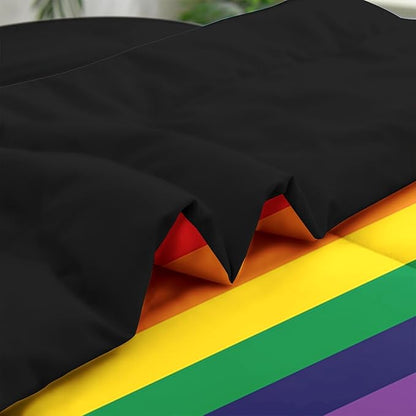 Comforter Set Twin Size, Pride Flag 5 Pcs Bedding for Kids and Adults, Rainbow Stripe Bed Sheet Sets with Fitted Sheet Pillowcase & Sham for Bedroom Bed Decor