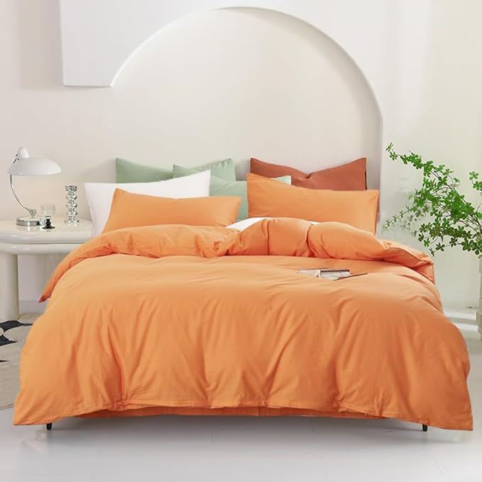 Pureant Peach Comforter Sets Queen Women Girls Grapefruit Color Bedding Comforters Cotton Luxurious Light Orange Adults Teens Solid Coral Bed Pure Blankets, Queen(90''*90''-Comforter)