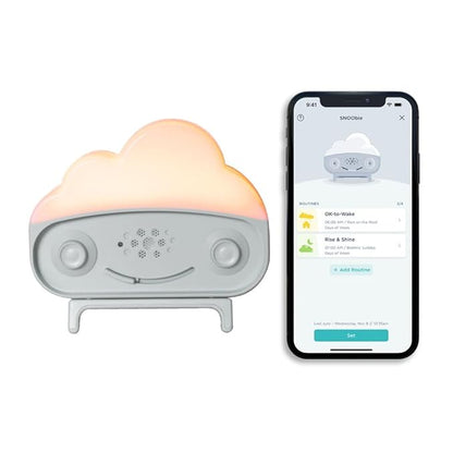 Happiest Baby SNOObie Smart White Noise Machine - Portable Baby Sound Machine with Night Light - 12 Soothing Sounds for Sleep Training, Grey