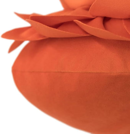 Decorative Throw Pillow 3D Flower Round Pillow Accent Handmade Cushion with Insert for Couch Bed Home Decor 12 Inch Orange