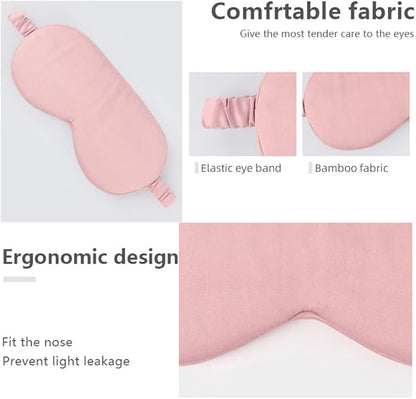 HBHLFZ Sleep Mask 2 Pack - Bamboo Viscose Fiber Sleeping Eye Mask - with Elastic Band/Headband - Comfort Sleeping Shade - for Nighttime Sleeping, Traveling & Napping（Pink）