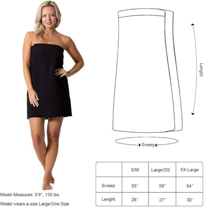 Turkish Linen Women’s Waffle Spa Body Wrap with Adjustable Closure