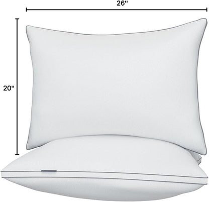 viewstar Bed Pillows Standard Size Set of 2, Hotel Cooling Down Alternative Gusseted Pillows for Side, Back, or Stomach Sleepers, White