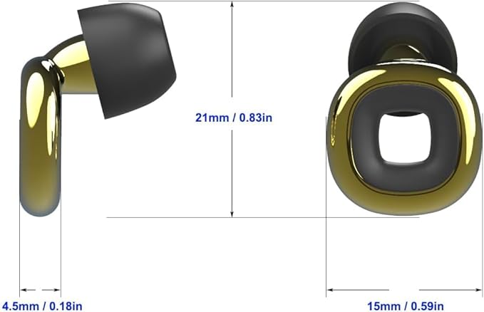 Ear Plugs – Stylish Hearing Protection for Concerts & Festivals,Live Events,Sports,DJs,Nightlife,Work.Study&Sleep Reusable Earplugs for Noise Reduction 28dB with 10 Ear Tips and 4 Mute Rings,Golden
