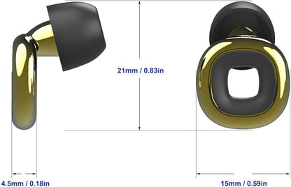 Ear Plugs – Stylish Hearing Protection for Concerts & Festivals,Live Events,Sports,DJs,Nightlife,Work.Study&Sleep Reusable Earplugs for Noise Reduction 28dB with 10 Ear Tips and 4 Mute Rings,Golden