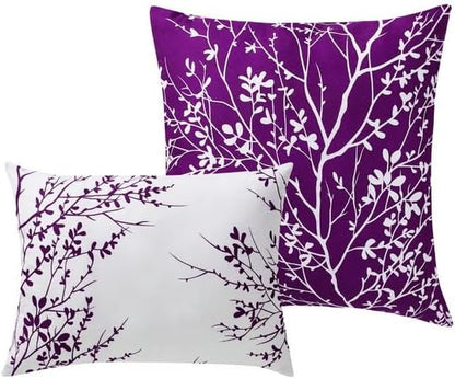 Spirit Linen 5 pcs Twin Comforter Set - Cozy Deep Sleep Microfiber Bedding Comforter Sets with Foliage Designed - Twin Bedding Sets with Pillow Shams (Purple, Twin)